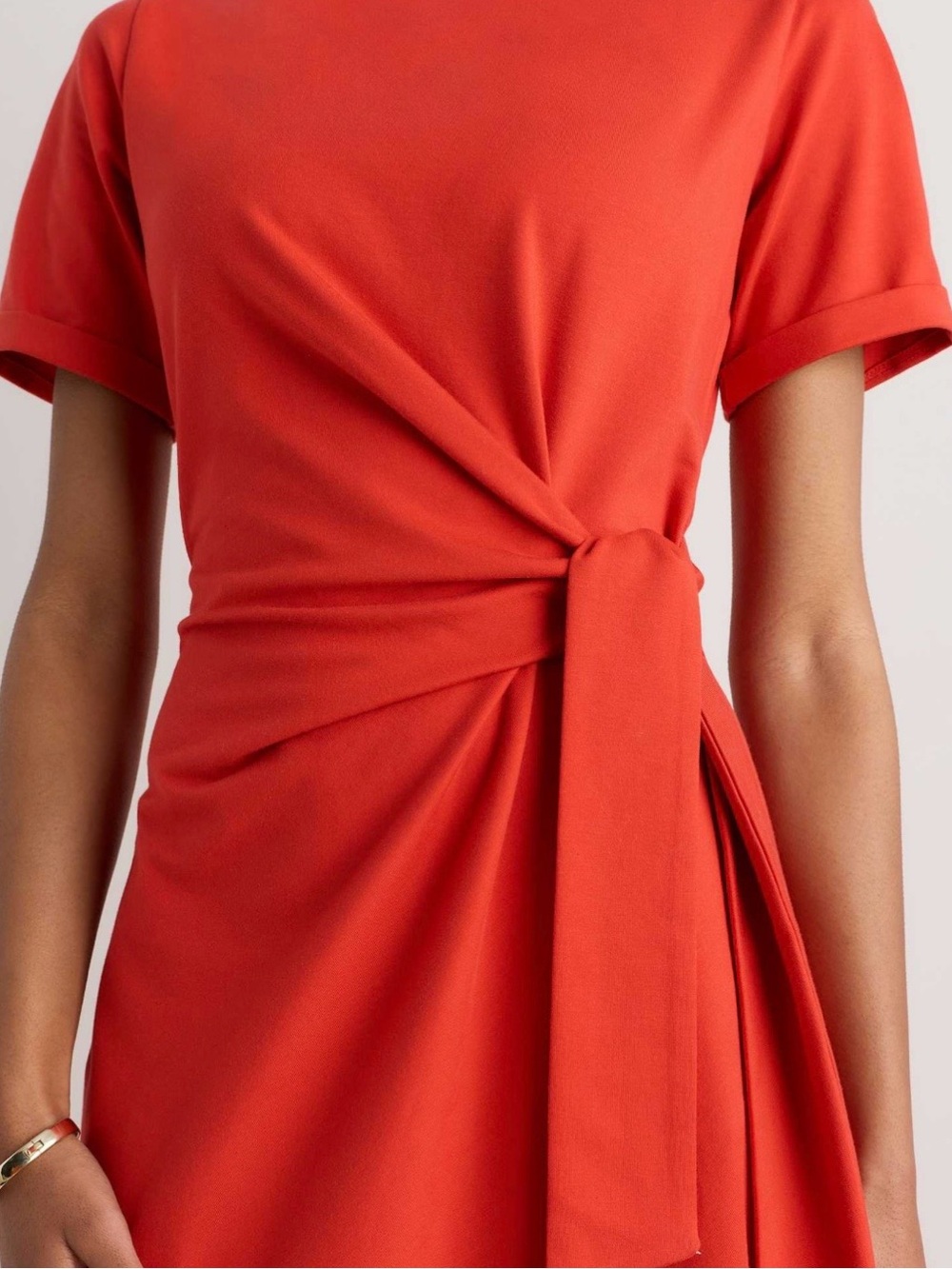Quince Stretch Organic Cotton Jersey Side Tie Midi Dress Chili Red 
Small NWT - Picture 3 of 10